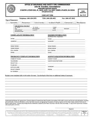 Georgia Insurance Consumer Complaint Form