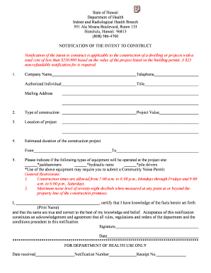 Hawaii Intent to Construct Notification