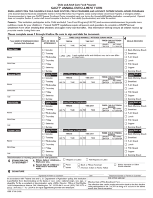 CACFP Annual Enrollment Form