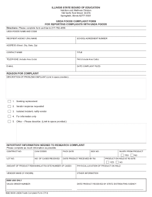 USDA Foods Complaint Form