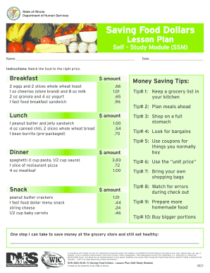 Saving Food Dollars - Lesson Plan - Illinois Department of Human bb - dhs state il