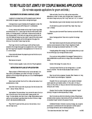 Hawaii Marriage License Application