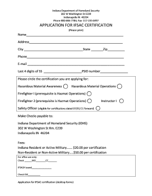 Indiana IFSAC Certification Application