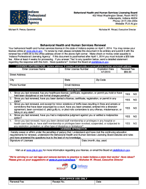 Indiana Behavioral Health and Human Services License Renewal
