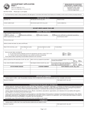 Indiana CPA License Application
