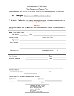 Iowa Token Replacement Request Form