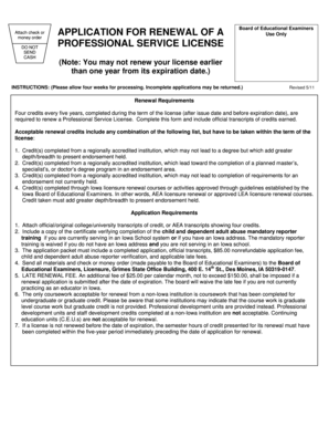 Iowa Professional Service License Renewal Application