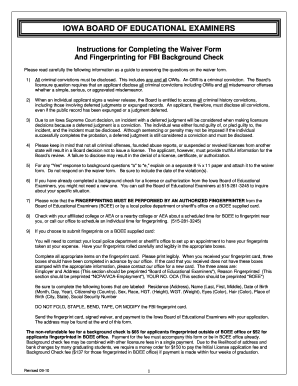 Iowa Board of Educational Examiners Waiver Form