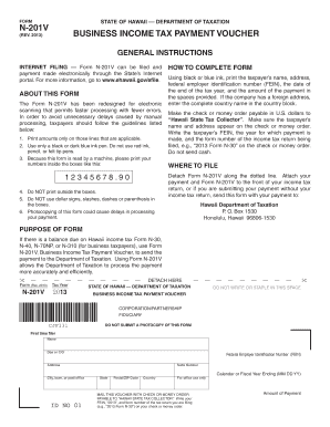 Hawaii Business Income Tax Payment Voucher