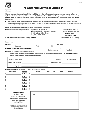 Hawaii Electronic Microchip Request Form