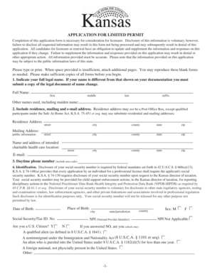 Kansas Limited Permit Application