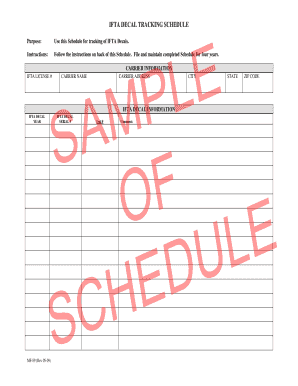 IFTA Decal Tracking Schedule