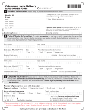 Catamaran Home Delivery Mail-Order Form