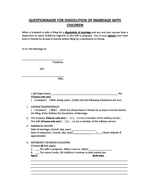 Florida Dissolution of Marriage with Children Form