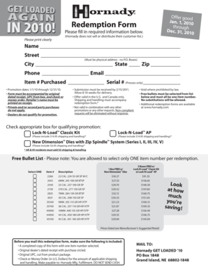 Hornady Offer Redemption Form