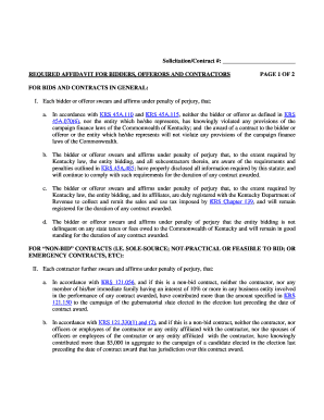 Required Affidavit for Bidders, Offerors and Contractors