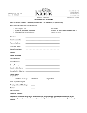 Continuing Education Request Form