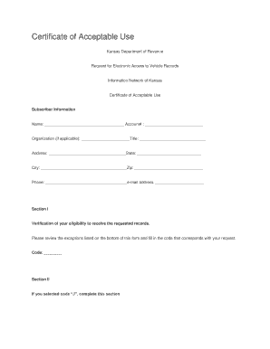 Kansas Vehicle Records Access Request Form