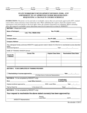 Amendment to Approved Course Registration