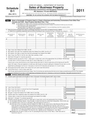 Hawaii Schedule D-1 Sales of Business Property