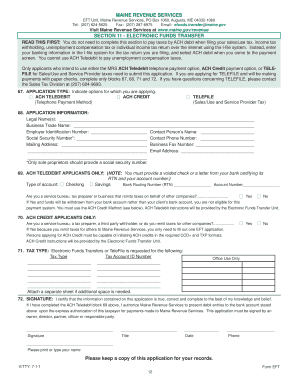 Maine EFT Application Form