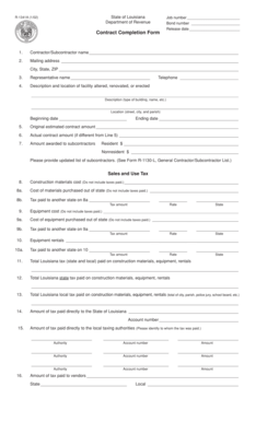 Louisiana Contract Completion Form