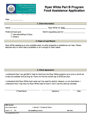 Ryan White Part B Food Assistance Application