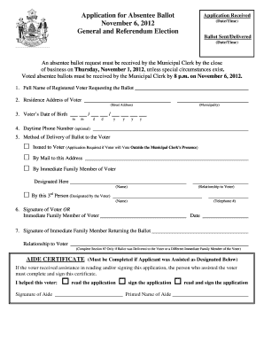 Absentee Ballot Application