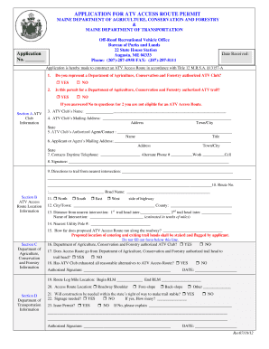 ATV Access Route Permit Application