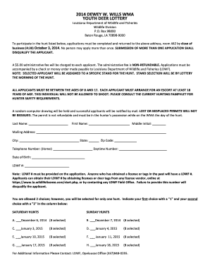 Louisiana Youth Deer Lottery Application