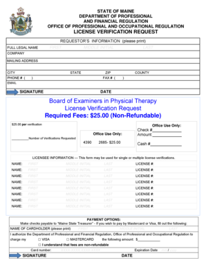 Maine License Verification Request
