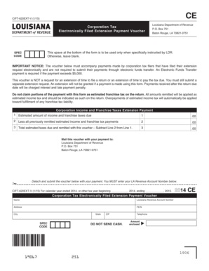 Louisiana Corporation Tax Extension Payment Voucher