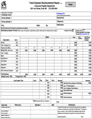 Travel Expense Reimbursement Report