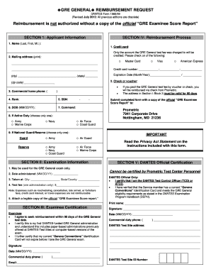 GRE General Reimbursement Request Form