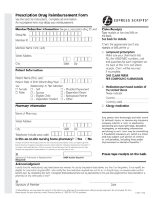 Prescription Drug Reimbursement Form