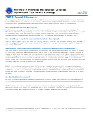 Health Insurance Marketplace Coverage Options Notice
