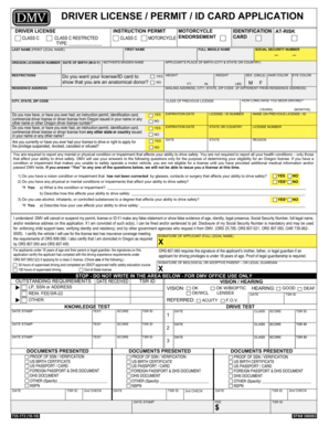 Oregon Driver License Application Form