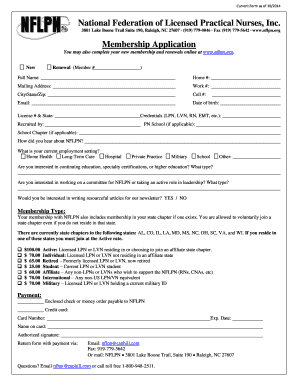 NFLPN Membership Application Form