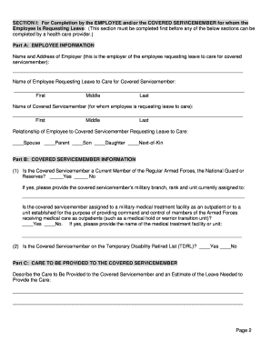 FMLA Certification for Serious Injury or Illness of Covered Servicemember