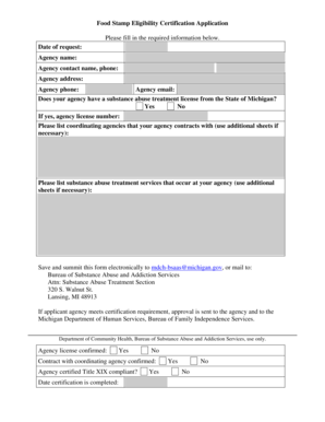 Food Stamp Eligibility Certification Application