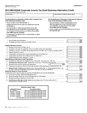 Michigan Corporate Income Tax Small Business Alternative Credit Form 4893