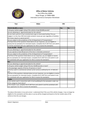 Interstate Commerce Exemption Worksheet