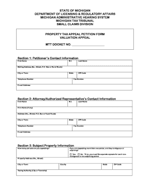 Michigan Property Tax Appeal Petition Form