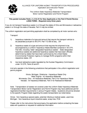 Uniform Hazardous Materials Transportation Application