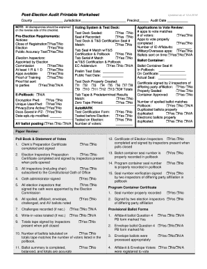 Post-Election Audit Worksheet