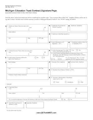 Michigan Education Trust Contract Signature Page