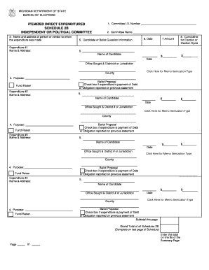 Michigan Itemized Direct Expenditures Form