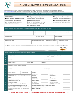 Out-of-Network Reimbursement Form