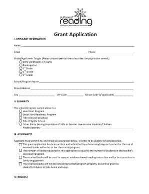 Grant Application for Educational Books