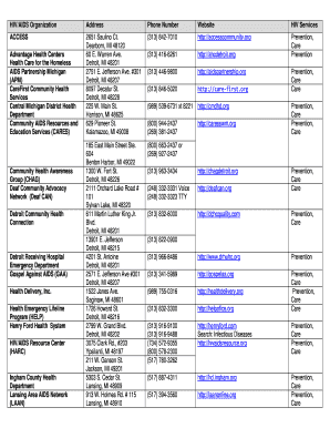 Fillable Online michigan HIV/AIDS Organization Fax Email Print - pdfFiller